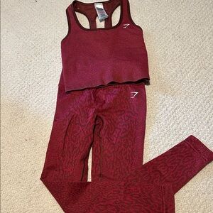 Gymshark Burgundy Leopard Print Workout Set